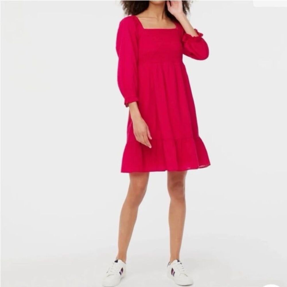 J. Crew Smocked Clipdot Mini Dress Size Small